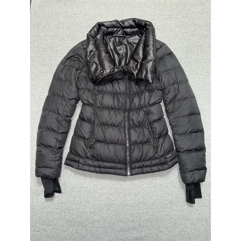 Athleta Downabout Asymmetrical Down Puffer Jacket Wine Maroon Sz Small Petite